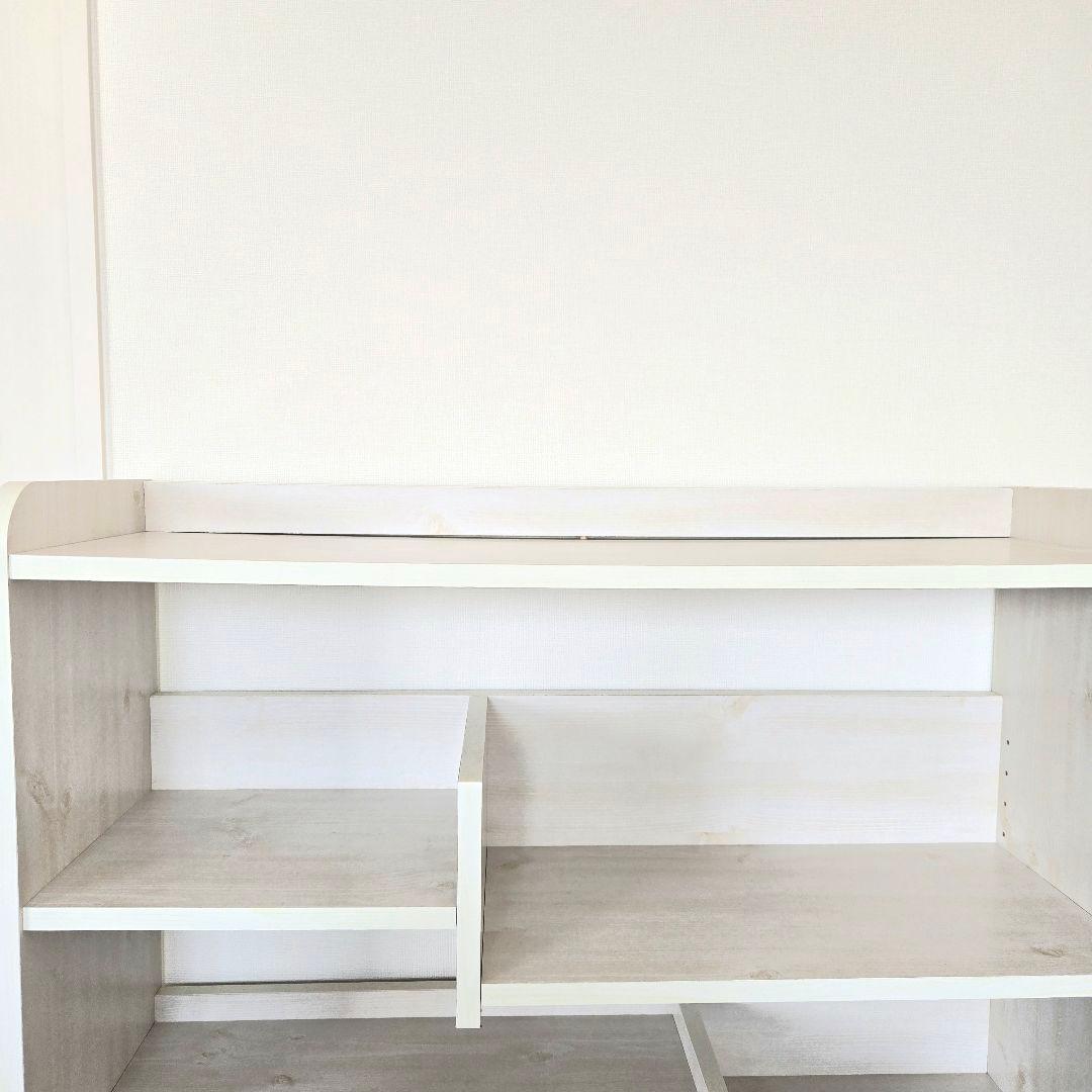 本棚 完成品 ホワイト 組み立て不要 ブックシェルフ ラック 白 木目調 ウッド