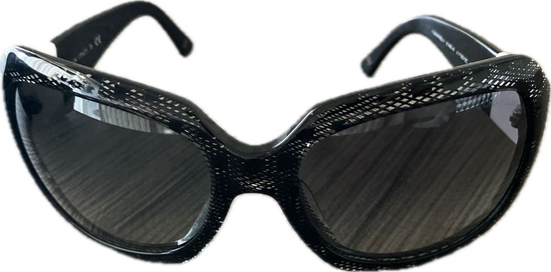 CHANEL ラウンド型サングラス ブラック×ホワイト