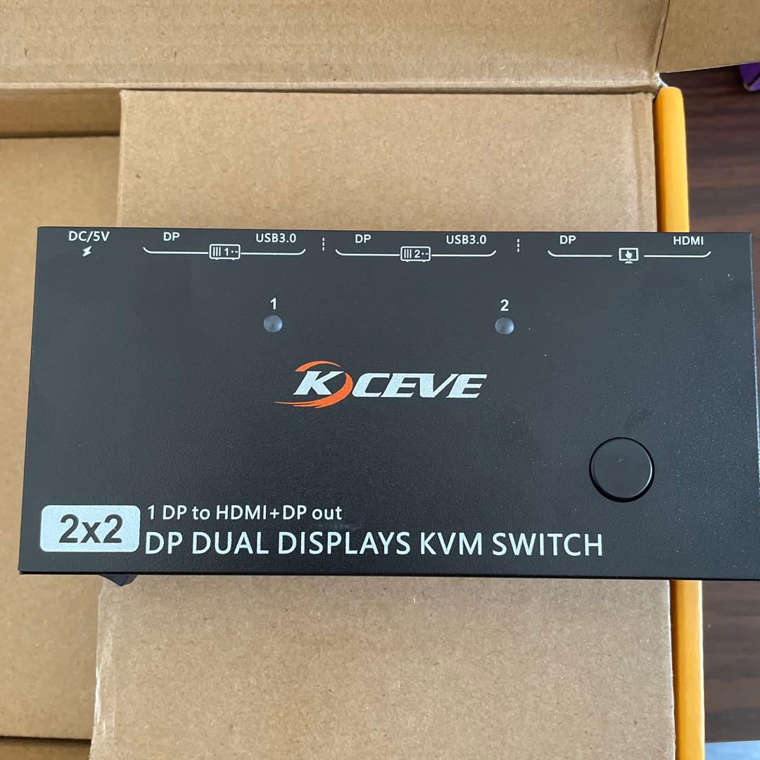 KCEVE KVMスイッチ 2PC 2画面 HDMI DP 8K USB3.0
