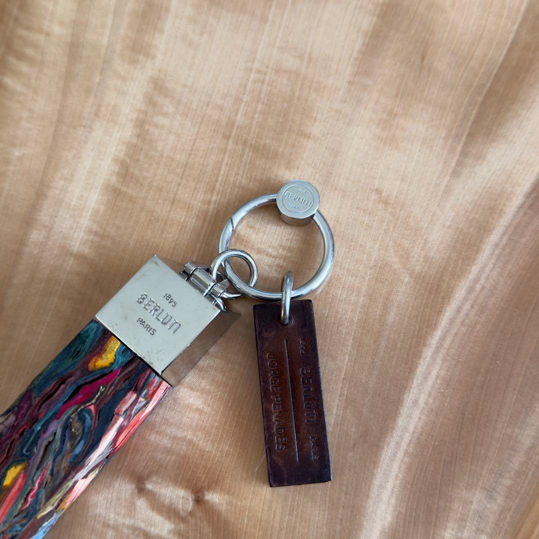 限定 14万円 ベルルッティ マルチカラーパティーヌレザー圧縮キーホルダー