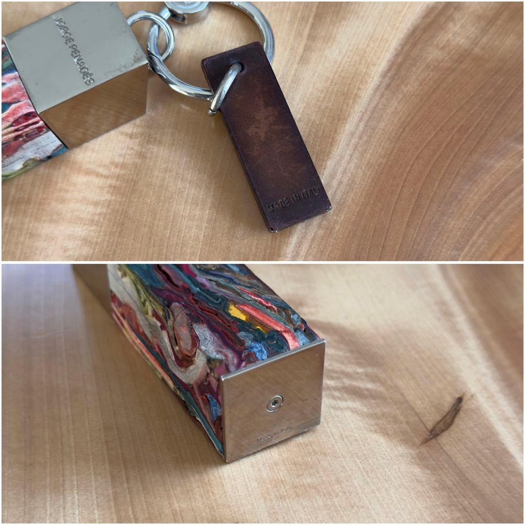 限定 14万円 ベルルッティ マルチカラーパティーヌレザー圧縮キーホルダー