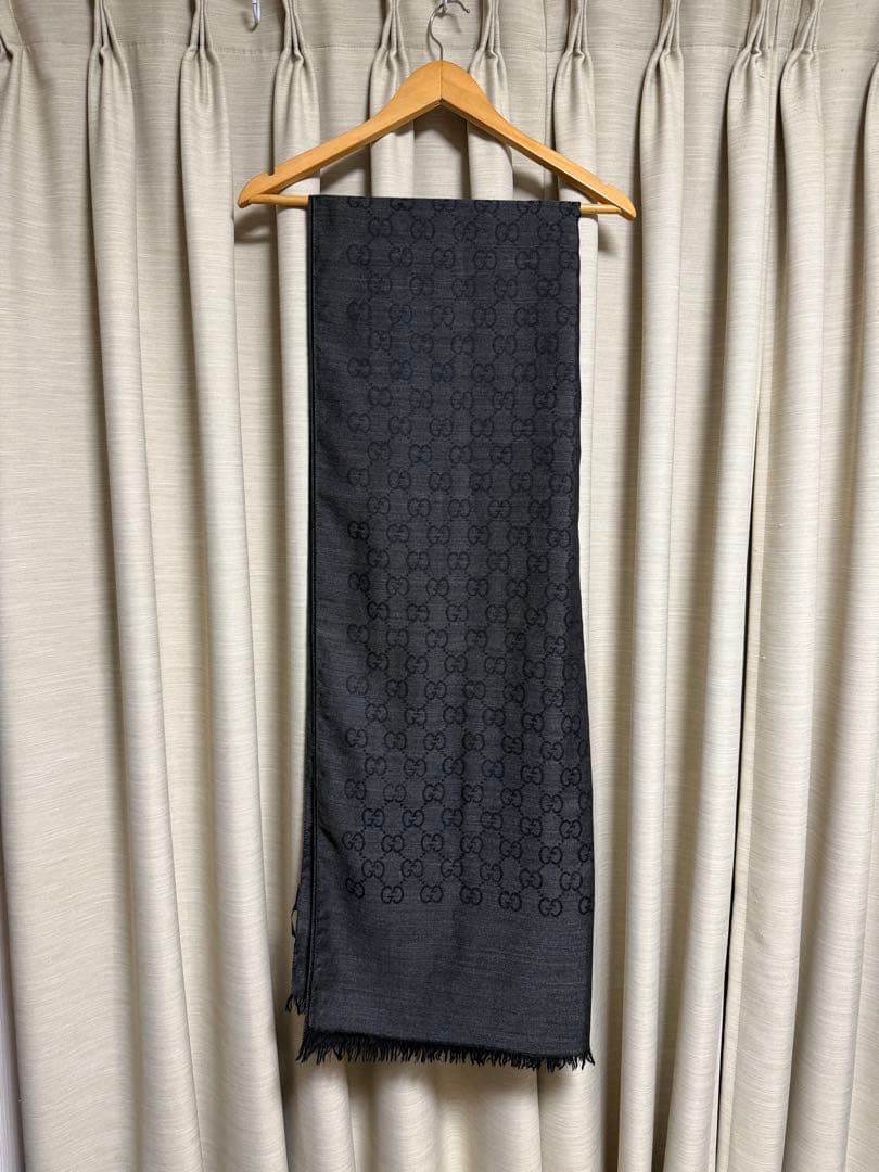 GUCCI GG柄 ストール 大判 ダークグレー