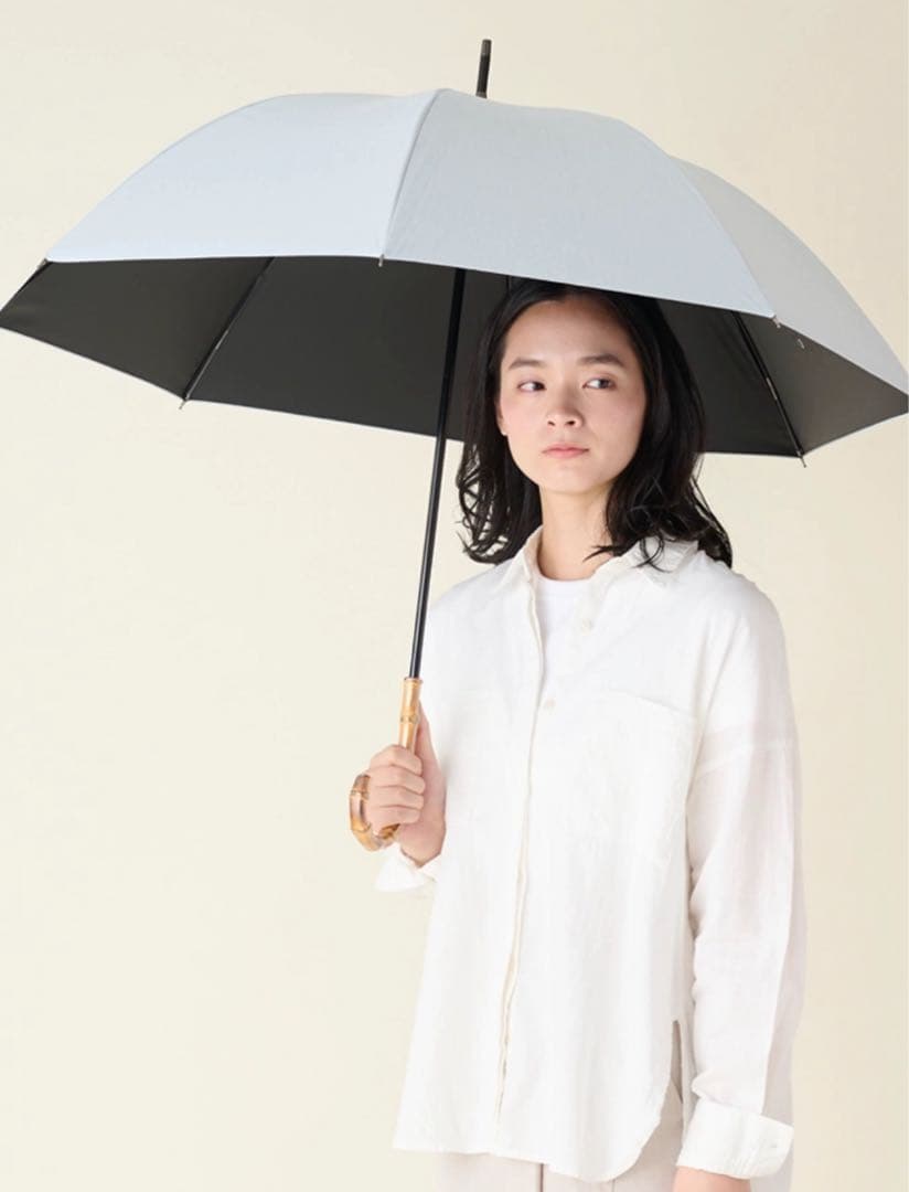 サンバリア100 長傘 Mサイズ 55cm ブルー 竹手元 日傘 サンバリア