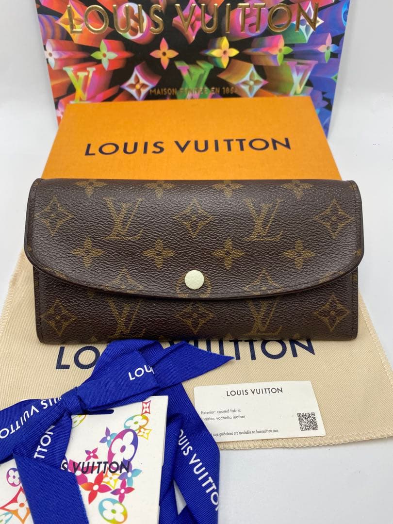 美品✨️ルイヴィトン モノグラムポルトフォイユ エミリー ルージュ M60136