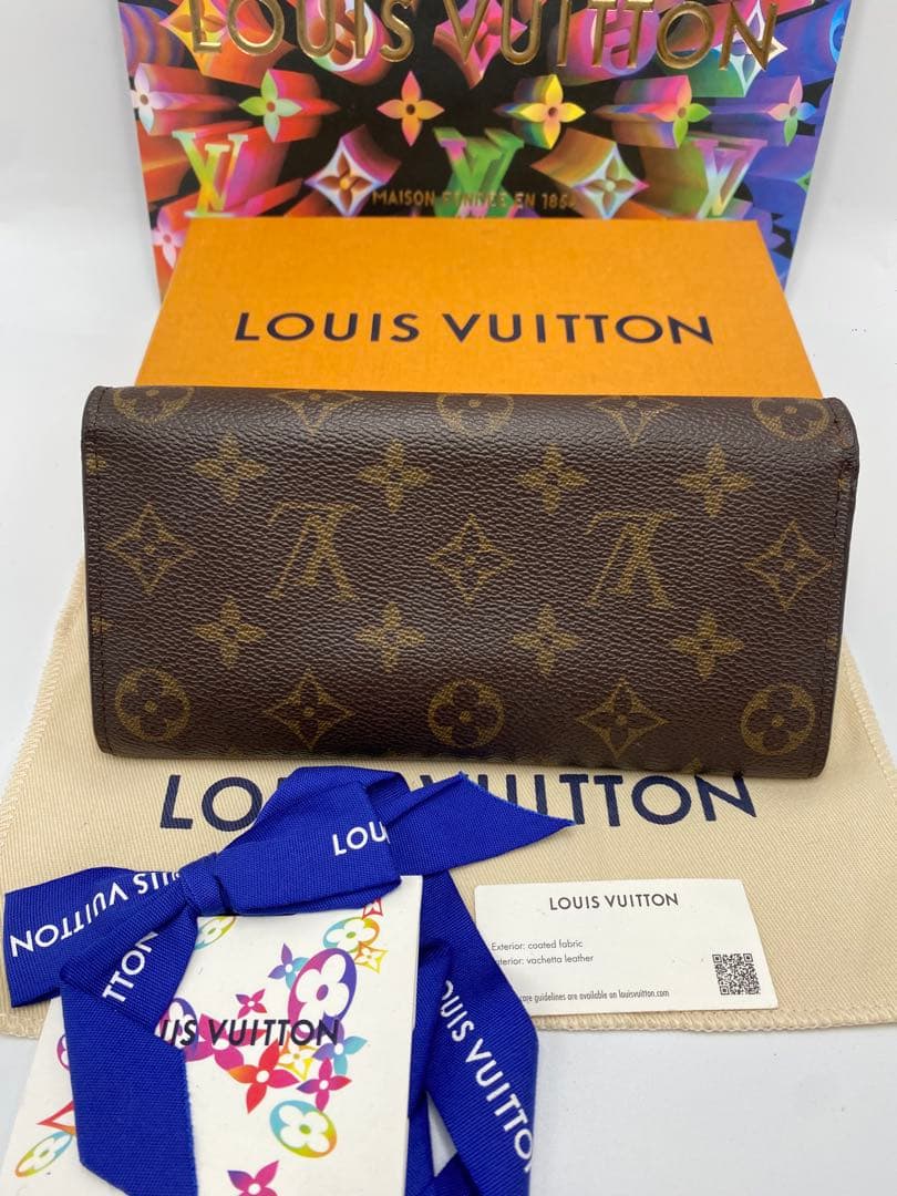 美品✨️ルイヴィトン モノグラムポルトフォイユ エミリー ルージュ M60136