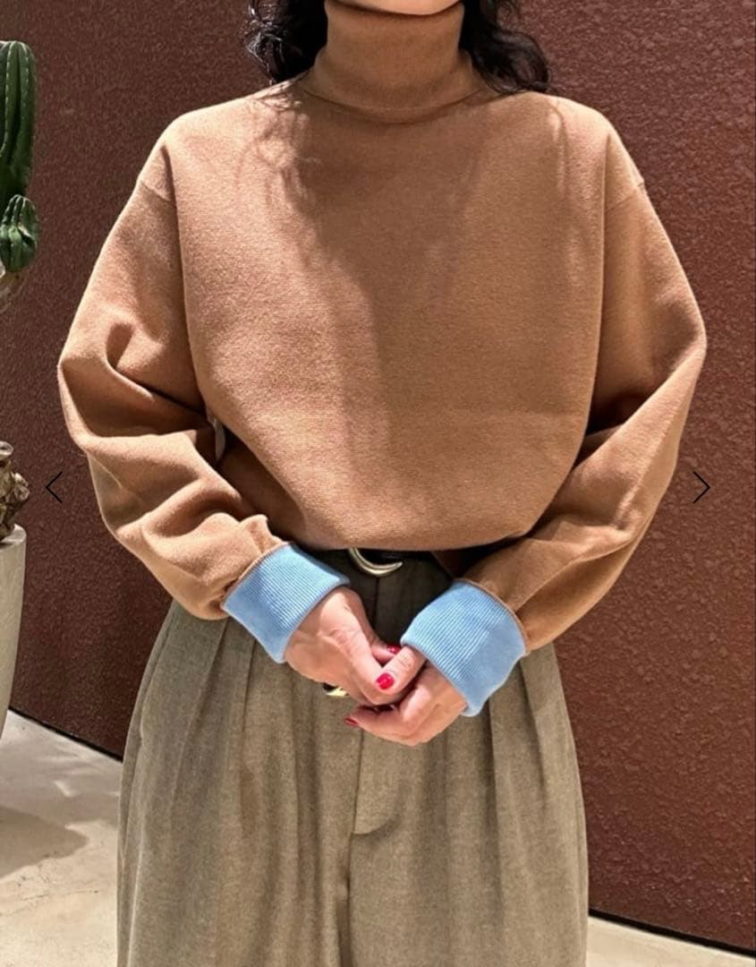 今期2025-26秋冬6（ROKU）コットンウールミラノリブタートルネックニット