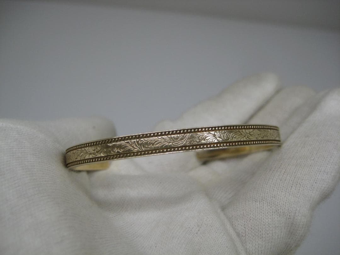 アガット　バングル　シルバー刻印　ゴールドカラー　やさしい色味