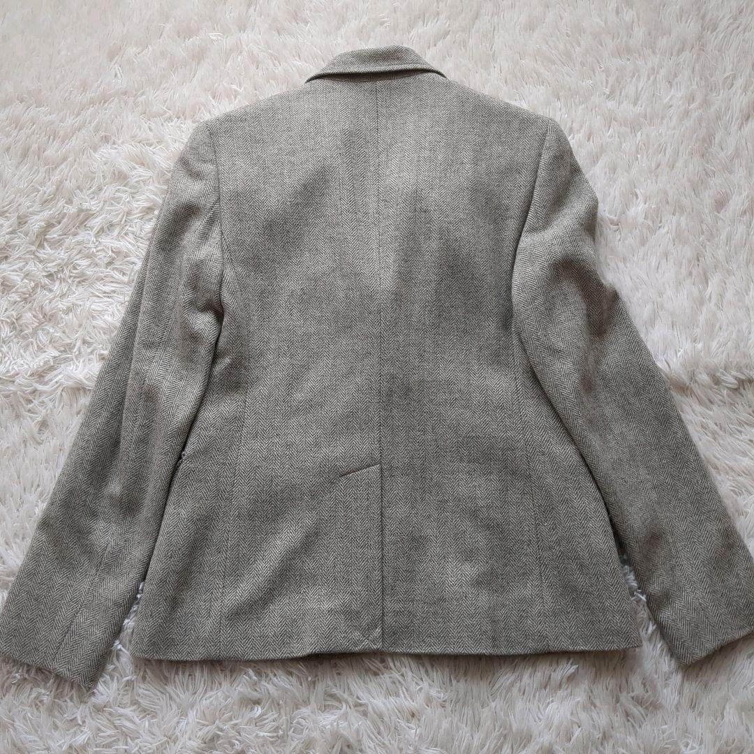 美品 ローレンラルフローレン ヘリンボーンブレザー 銀ボタン グレー M