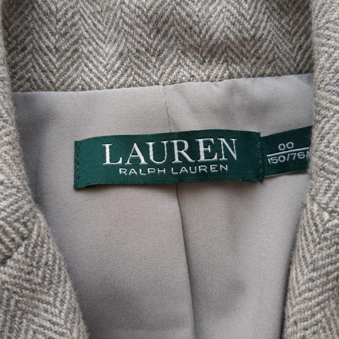 美品 ローレンラルフローレン ヘリンボーンブレザー 銀ボタン グレー M