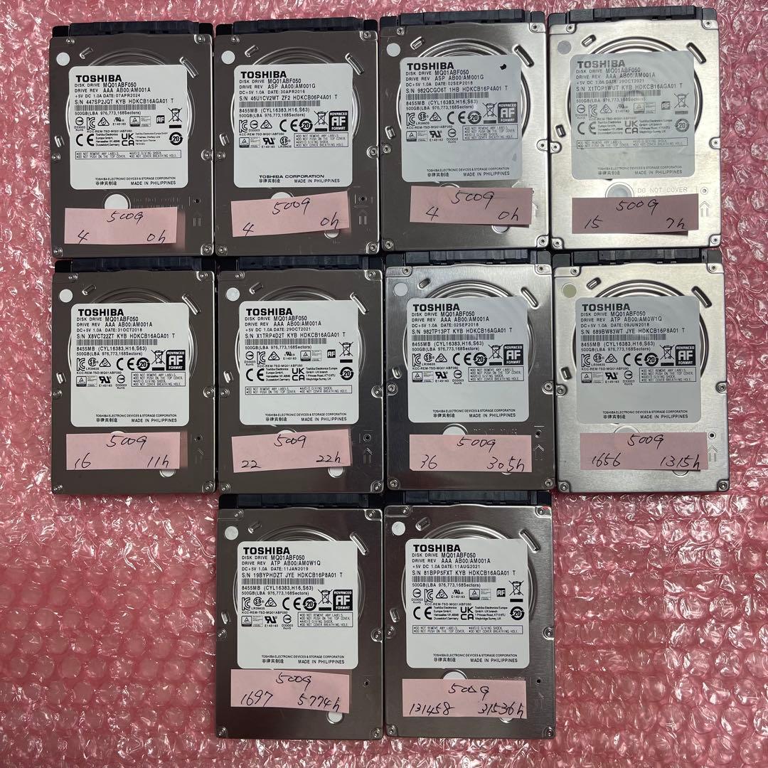 Toshiba 500GB 内蔵型ハードディスクドライブ１０台まとめて