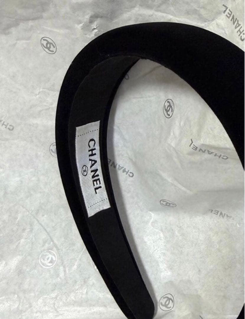 CHANEL シャネル カチューシャ ベロアカチューシャ ブラック 黒 未使用