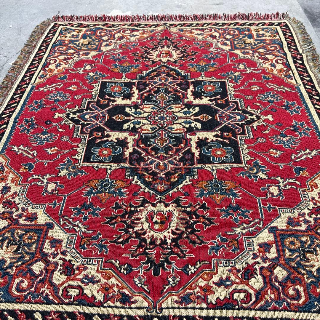 柄　マルチカバー　ソファーカバー　ヴィンテージラグ　127x110