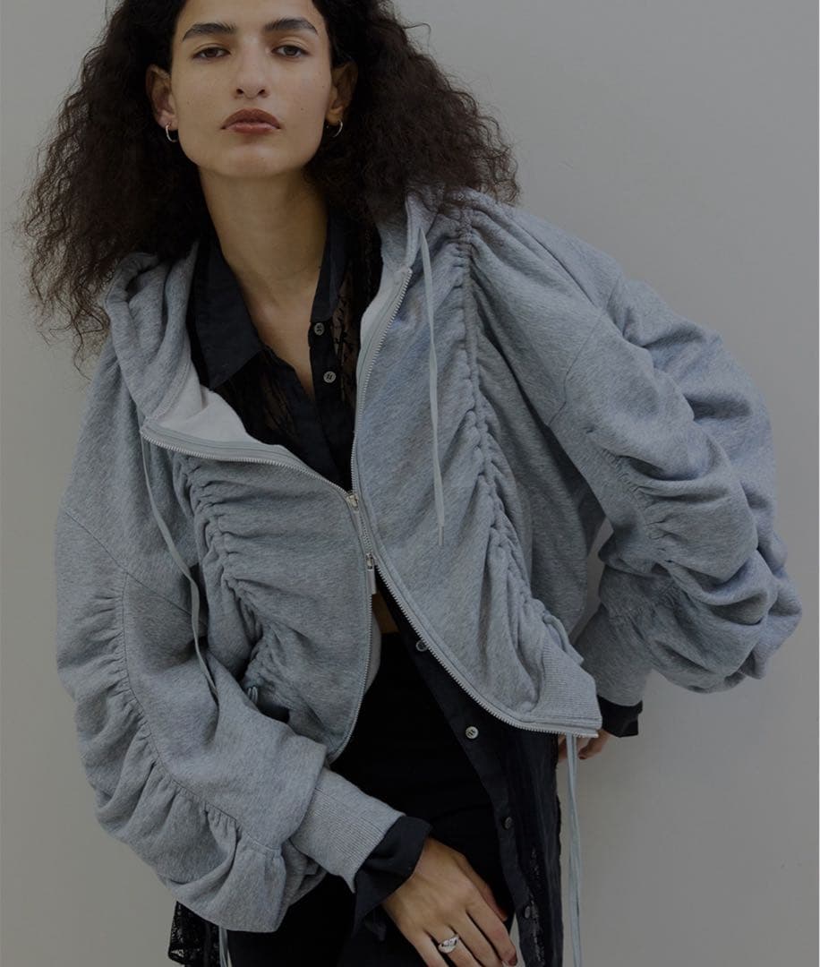 Ameri正規品★VOLUME GATHERED ZIP UP HOODIE