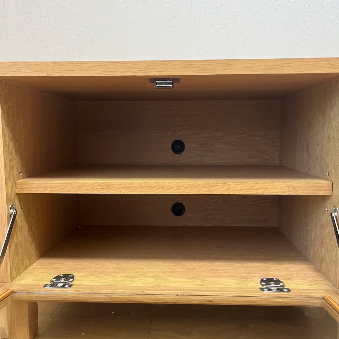 ナチュラルウッド テレビ台 ガラス扉付き 無印良品