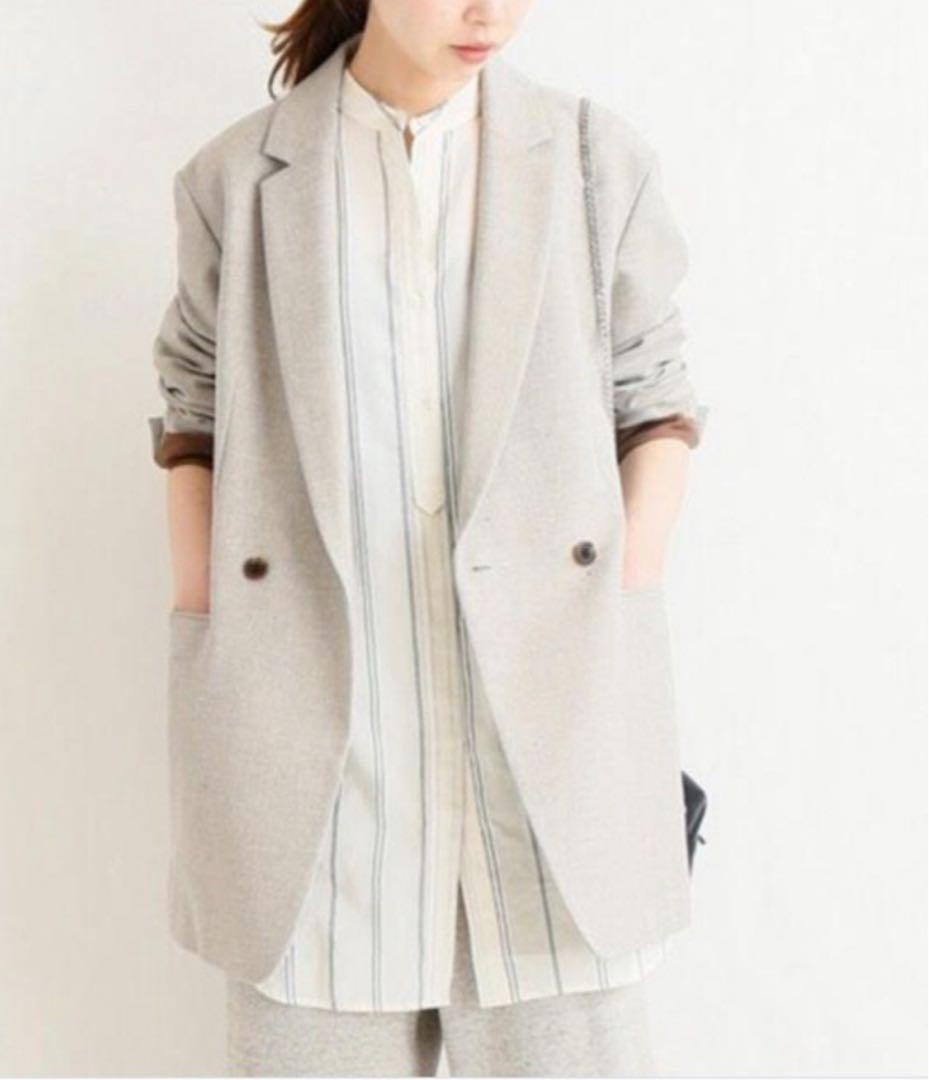 IENAイエナ ツイードダブルブレストルーズジャケット◆ベージュ