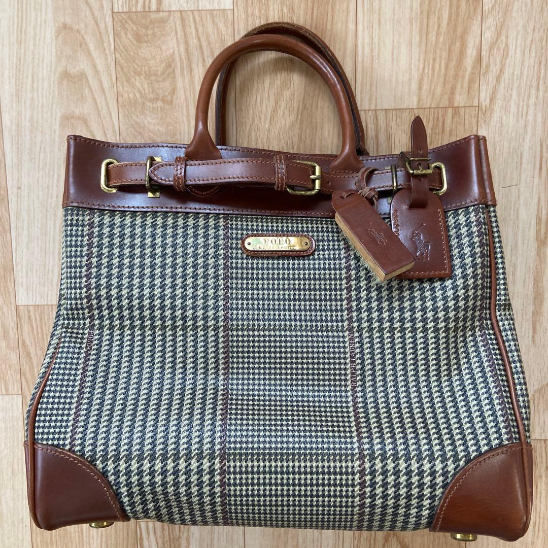 美品 Ralph Lauren トートバッグ 中型 ハウンドトゥースパターン