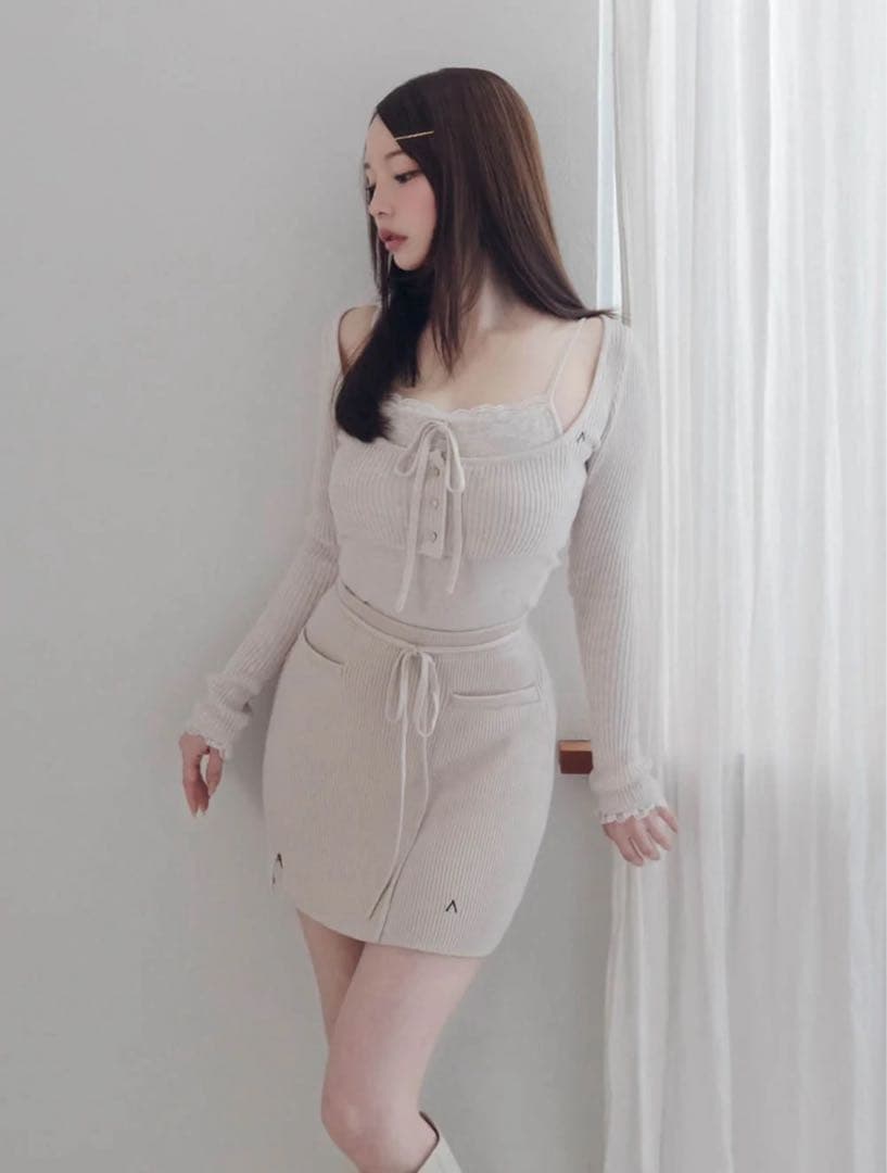 ANDMARY アンドマリー Brenda lace knit set ベージュ