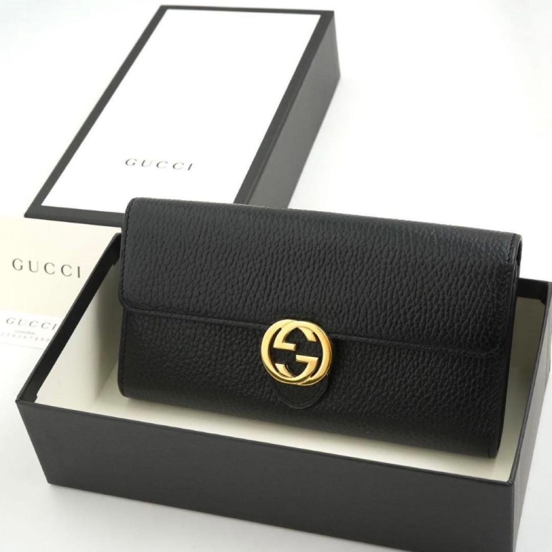 ✨未使用展示品・箱付き✨　GUCCI 長財布　インターロッキング　GGロゴ 黒色