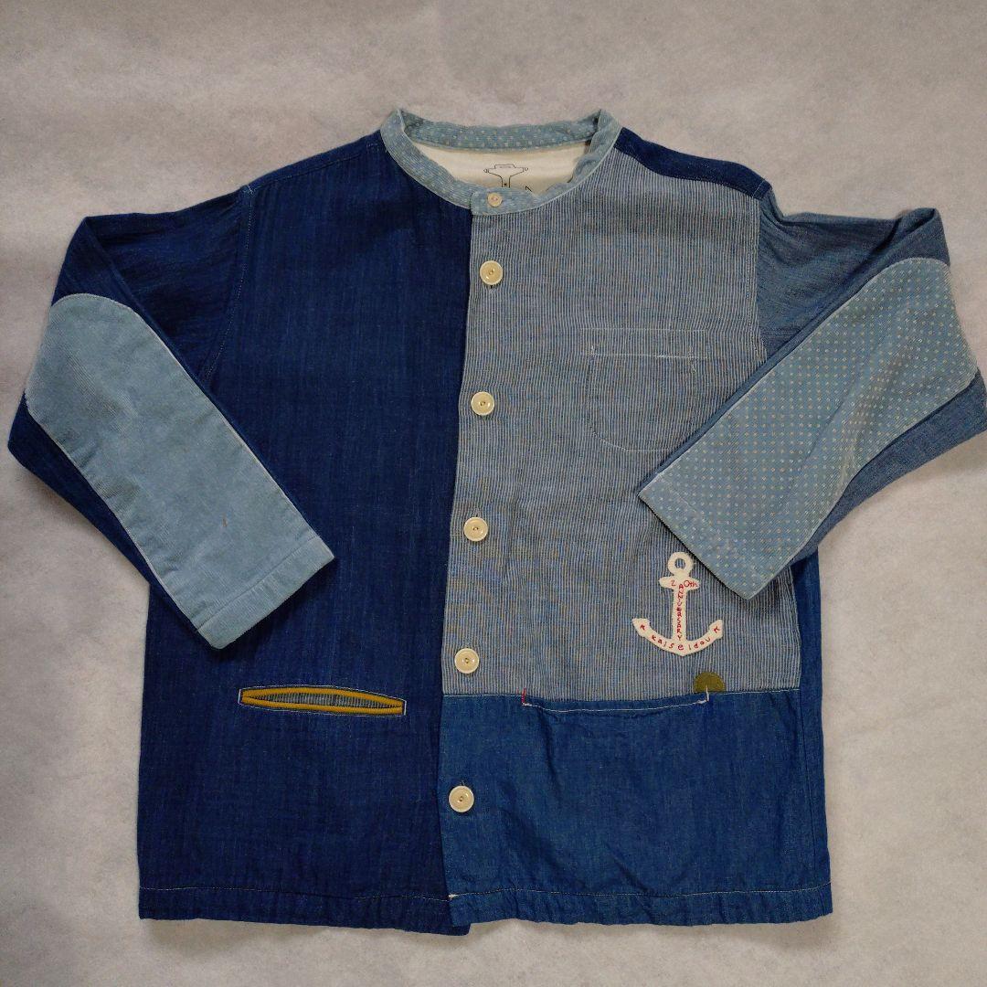 快晴堂　薄手デニムパッチワーク羽織り