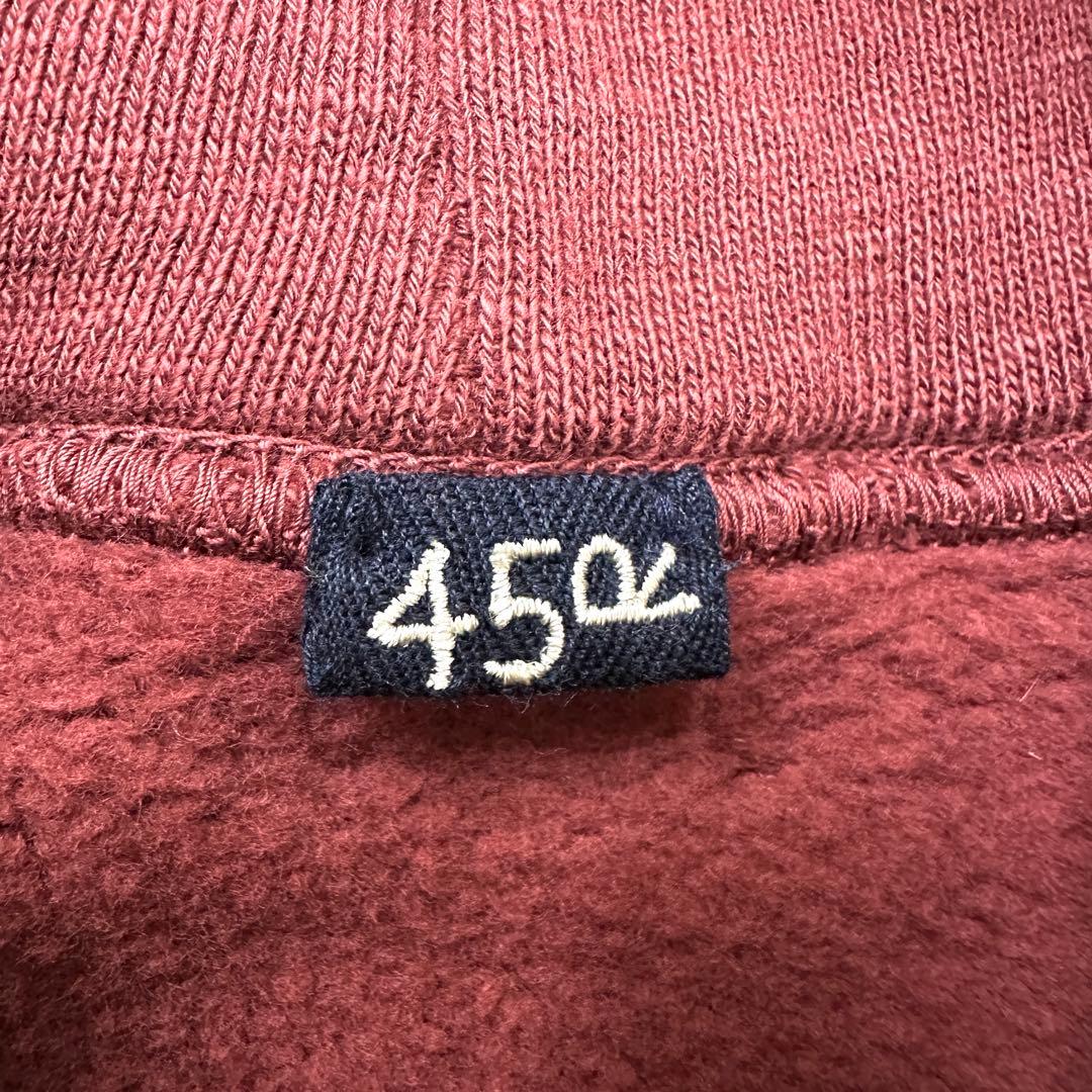 45R パーカー HERITAGE 裏毛フーディー アイランドワッペン ボルドー