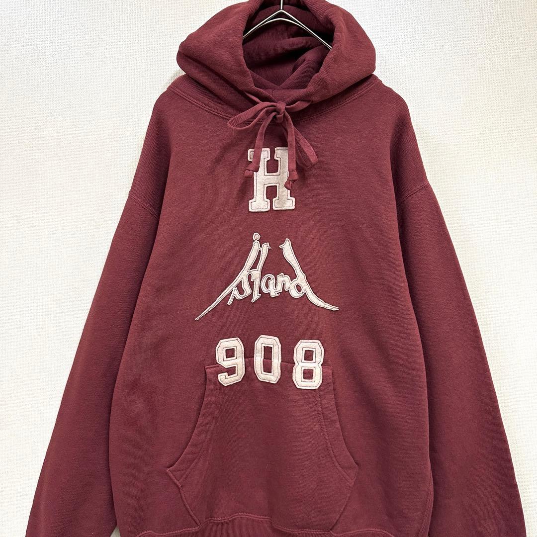 45R パーカー HERITAGE 裏毛フーディー アイランドワッペン ボルドー