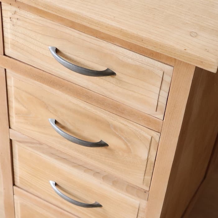 アンティーク タモ材 無塗装 片袖机 レトロ 無垢材 デスク 古家具