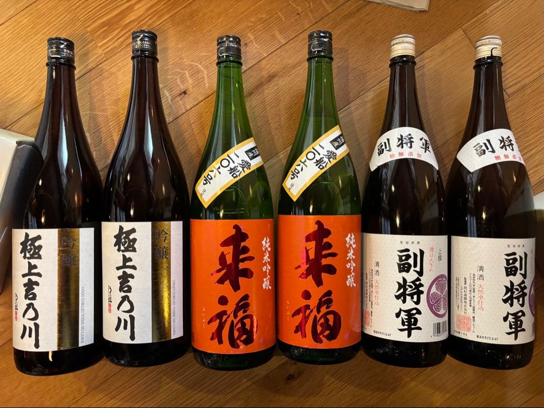 日本酒　一升瓶　6本　来福 純米吟醸他1800ml 送料込み