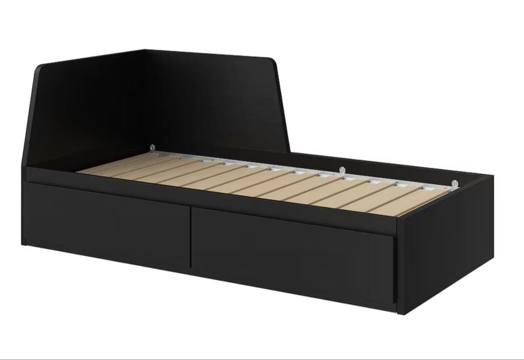 ikea FLEKKE デイベッドフレーム（引き出し×2） ブラックブラウン