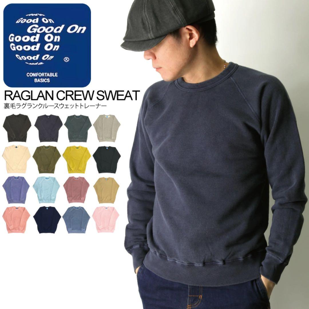 新品タグ　グッドオン　Good On ラグランクルースウェット Pネイビー　L