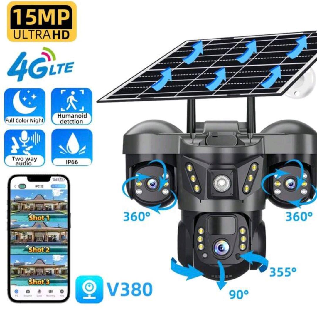 4G V380 15MP ソーラー防犯カメラ