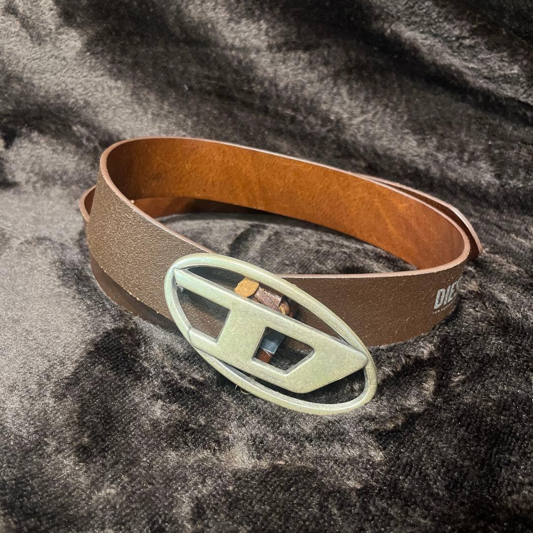 DIESEL ブラウン オーバルバックル ベルト