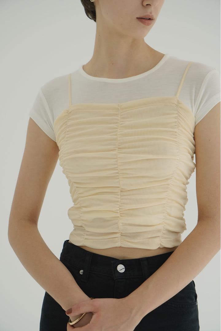 【CLANE】SHIRRING CAMI TOPS