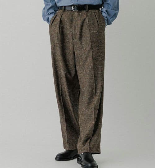 ADAM ET ROPE' ハードクロス 2プリーツ スラックス