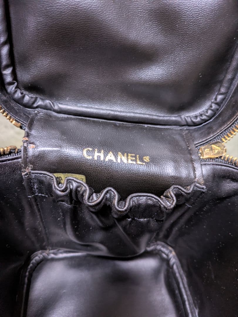 CHANEL　バニティバッグ　ビコローレ　黒　ラムスキン