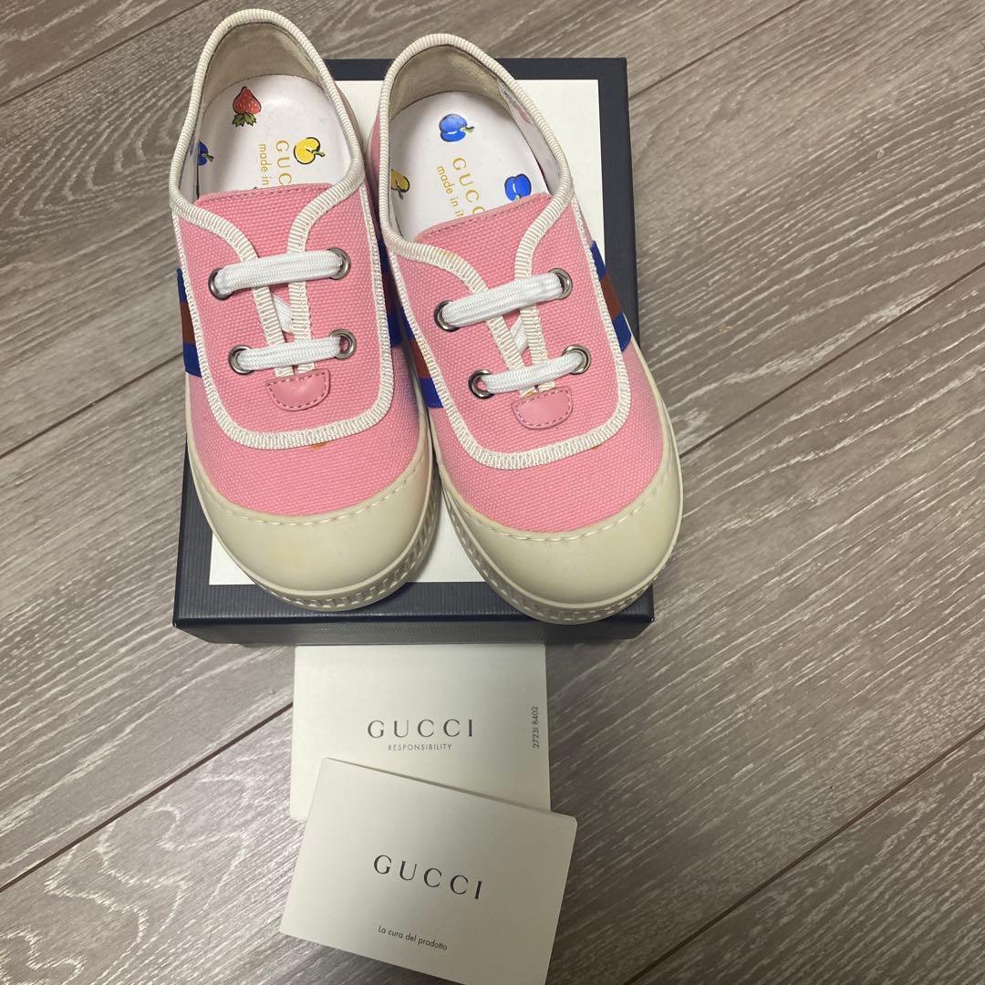 極美品 Gucci キッズ ロゴ　スニーカー　26