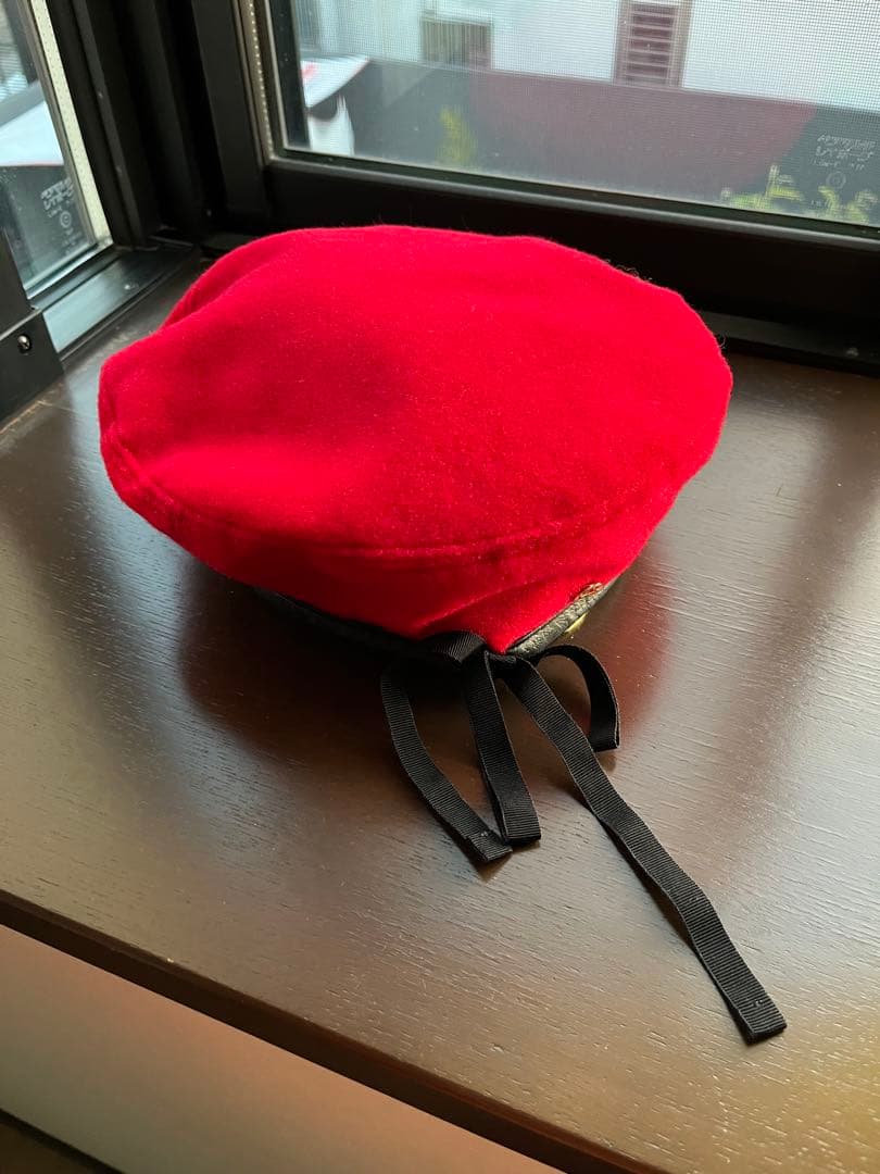 GUCCI gg刺繍　ベレー帽　レザーパイピング　インターロッキングチャーム S