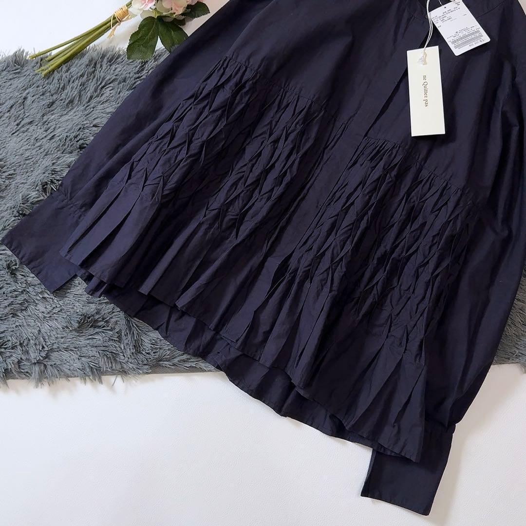 新品タグ付ꕥヌキテパ 今季 2025 コットンポプリンウェーブブラウス 立体刺繍