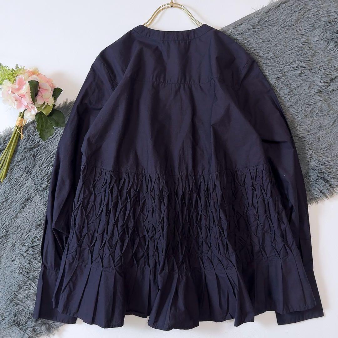 新品タグ付ꕥヌキテパ 今季 2025 コットンポプリンウェーブブラウス 立体刺繍