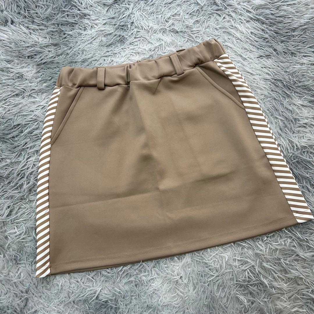 新品　デルソルゴルフ　セットアップ　スウェット　スカート　ヘリンボーン　ベージュ