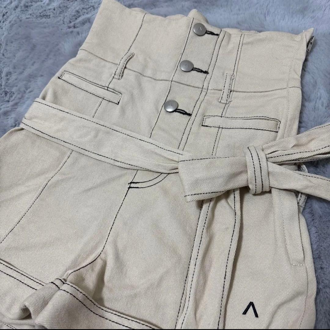 パンツ andmary Highwaist ribbon pants beige S