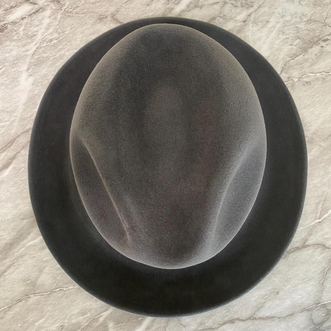 1535【新品 Tokiohat】高級中折れ帽 ラビットファー グレー 58cm