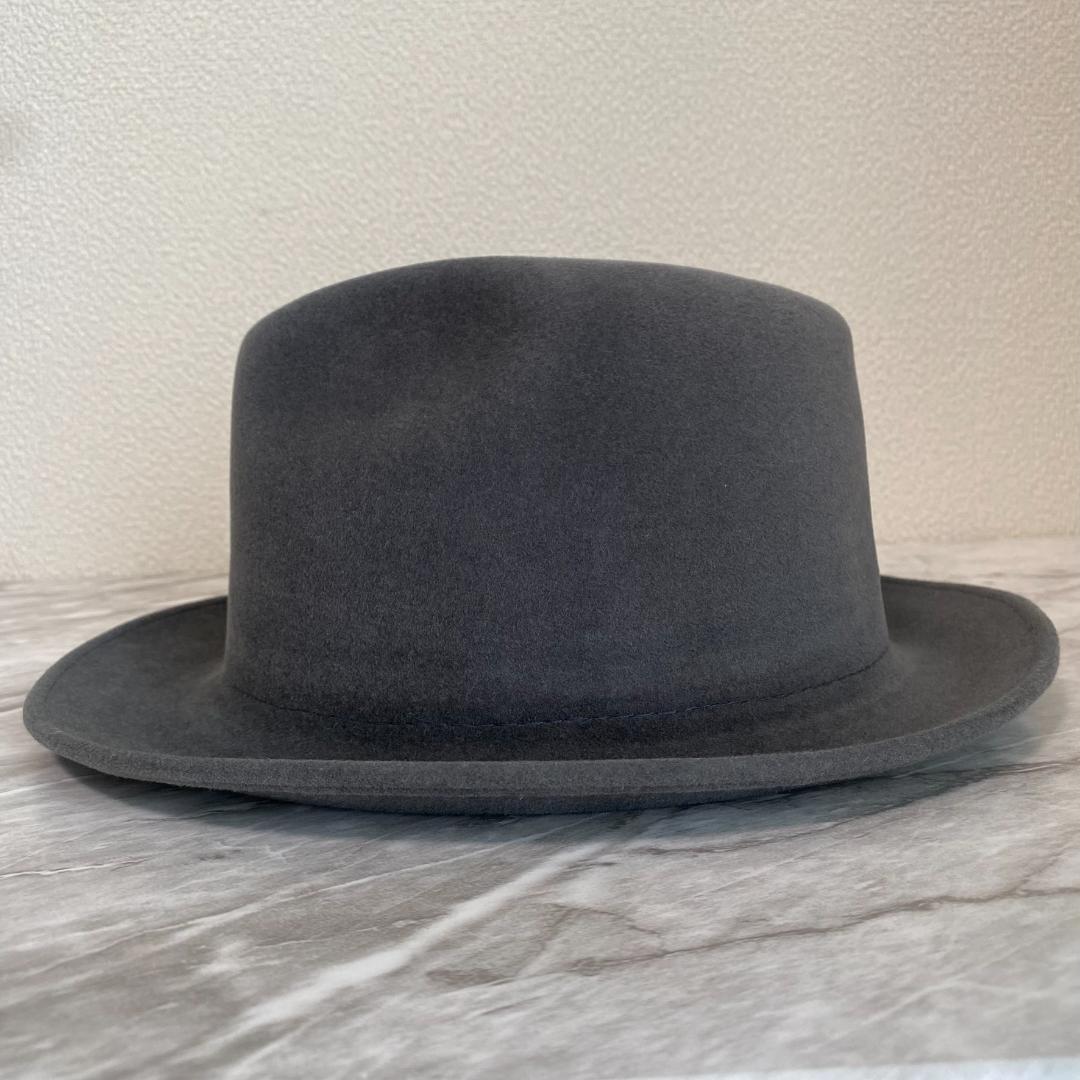 1535【新品 Tokiohat】高級中折れ帽 ラビットファー グレー 58cm