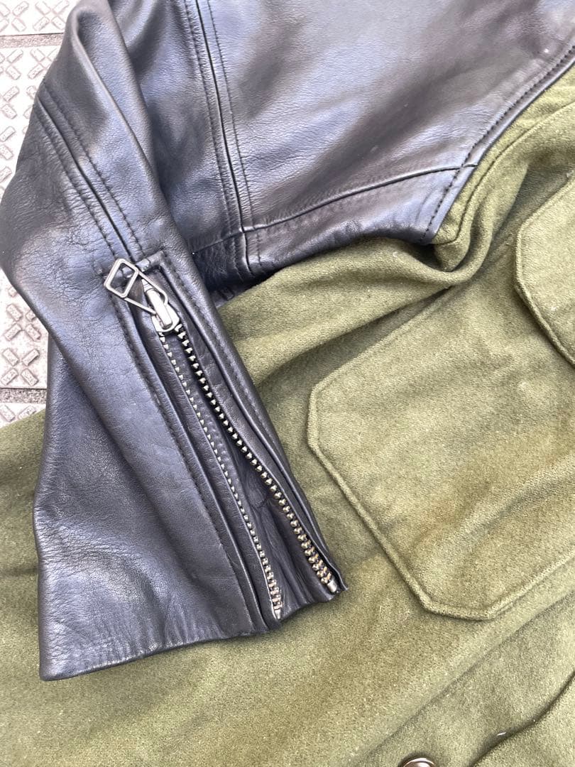 一点物#GILET USARMYリメイク 再構築 シャツレザーまじでかっこいい！
