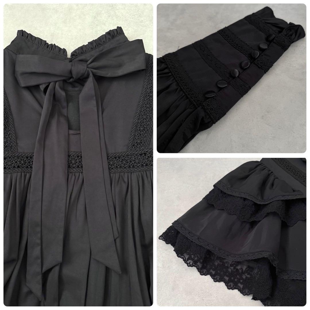 星箱works リリアンヌ姉妹 ロング 黒 無地 ロリィタ クラロリ レース