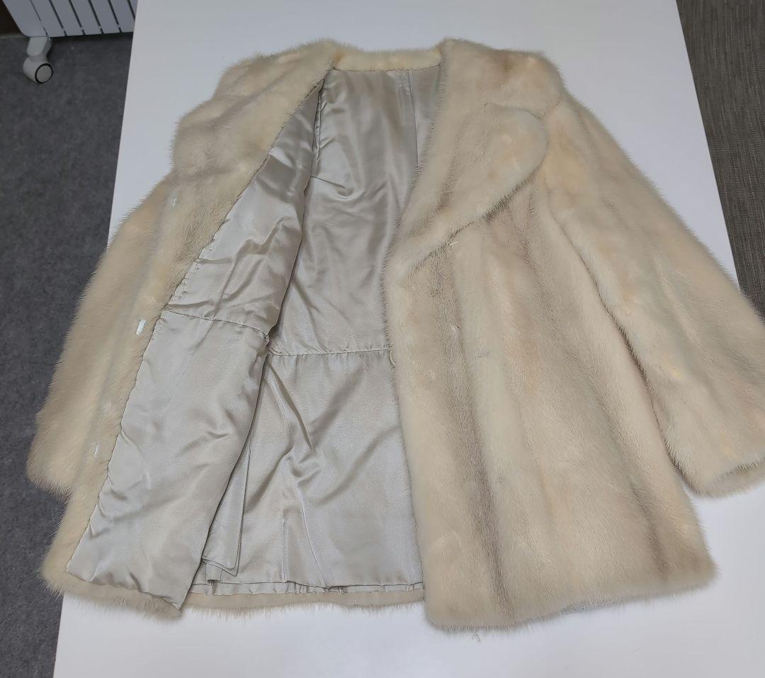 ミンク 毛皮 ホワイトミンク クロスミンク ハーフコート リアルファー　9