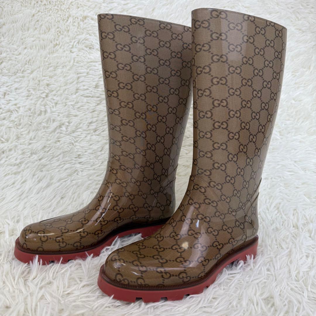 専用 セール対象外品 美品 GG GUCCI グッチ レインブーツ 長靴 23㎝