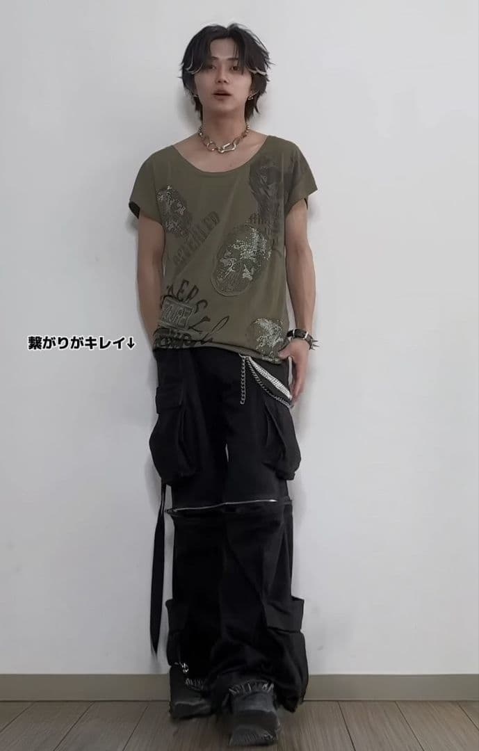 【GRANCY】ジップデザイン カーゴパンツ M ブラック