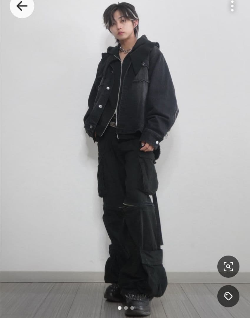 【GRANCY】ジップデザイン カーゴパンツ M ブラック