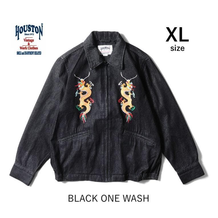 新品＊HOUSTON ヒューストン デニム ベトジャン XL ブラック MAP