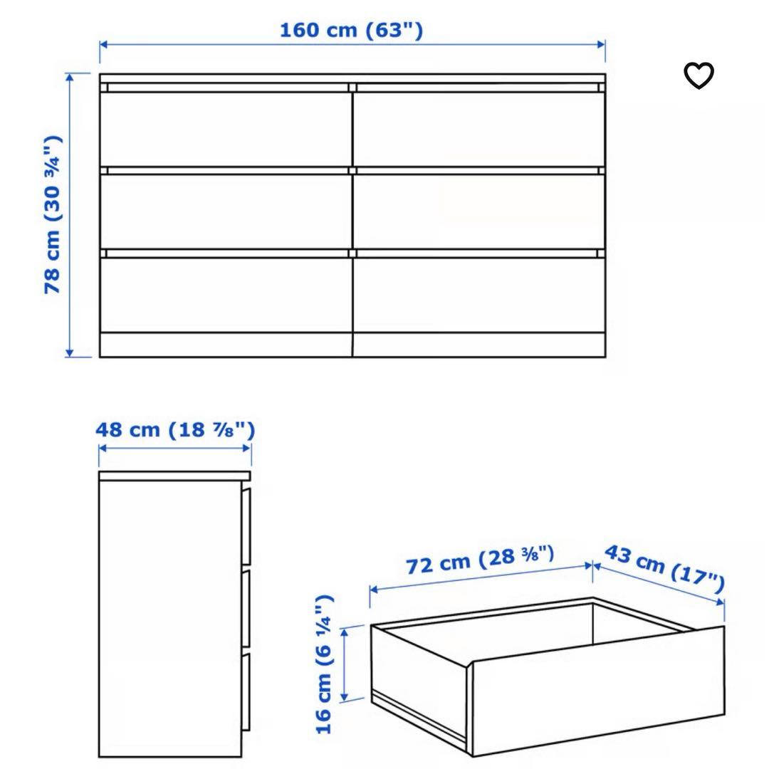 IKEA マルム チェスト 引き出し×6